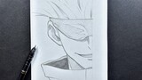 Anime sketch | how to draw Satoru Gojo half face with easy steps