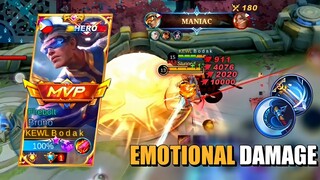 EMOTIONAL DAMAGE MLBB | NEW META BRUNO BEST BUILD AND EMBLEM MLBB