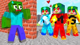 Monster School : Zombie x Squid Game HAVING A CRAZY ELEMENTAL FANGIRL - Minecraft Animation
