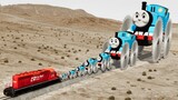 Big & Small Thomas the Tank Engine with Monster Saw Wheels vs Train Head-On | BeamNG.Drive