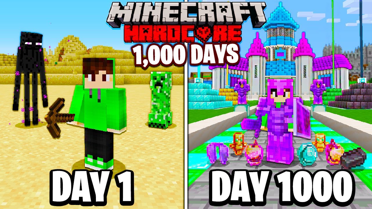 I Survived 100 Days in One Block Lucky Block in Hardcore Minecraft!! 