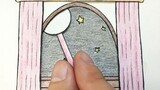 [Hand-drawn stop-motion animation] Pick off the moon and make it into a lollipop