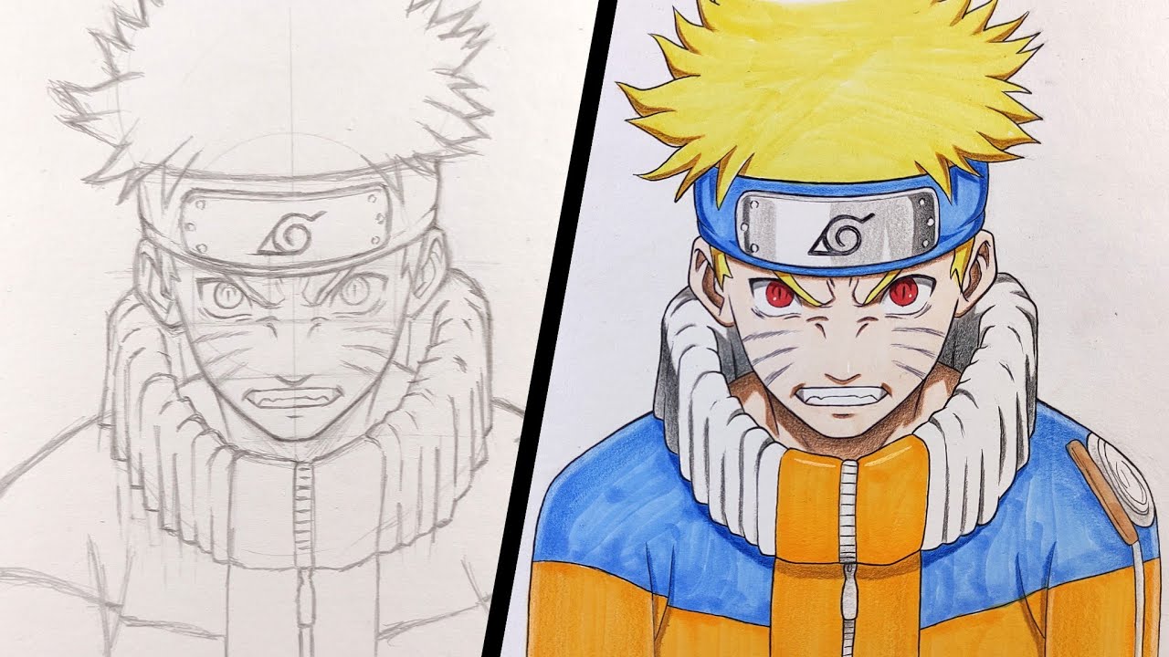 Easy anime sketch  how to draw naruto six paths sage mode half face easy  step-by-step 