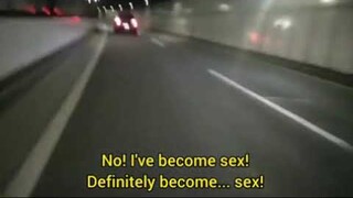 Japanese man chases car while yelling sex at the top of his lungs but with "you say run"