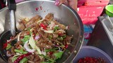 Thailand street food ยำปลากรอบ ยำขนมจีน Rice vermicelli spicy salad