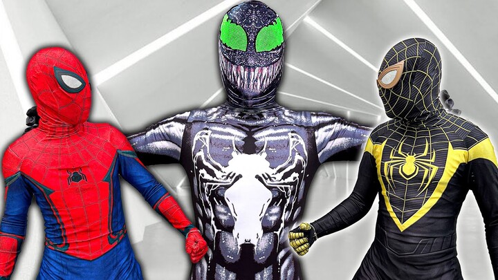 TEAM SPIDER-MAN Nerf War vs BAD GUY TEAM | Venom And Red HERO In Danger , SAVE THEM ( Live Action )