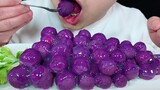 Eat sweet purple potato balls and listen to a different chewing!