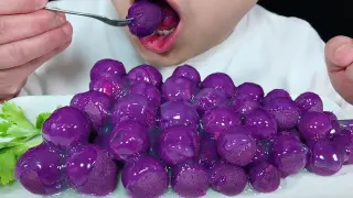 Eat sweet purple potato balls and listen to a different chewing!