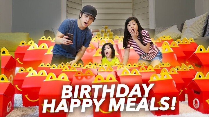 BUNCH OF HAPPY MEALS FOR BABY SIS BIRTHDAY!! | Ranz and Niana