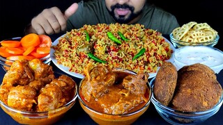 MUTTON DUM BIRYANI, MUTTON ROGAN JOSH, MUTTON KEBAB, RAITA, PAPAD, SALAD MUKBANG ASMR | #LiveToEATT