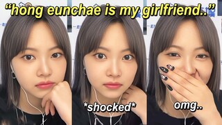 Eunchae's reaction when this fan tries to *flirt* with her during a fancall..