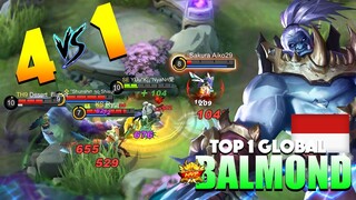 Balmond 4 VS 1, Unstoppable Offlane Monster | Top 1 Global Balmond Gameplay ~ MLBB