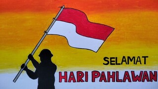 Menggambar poster hari pahlawan || Menggambar tema hari pahlawan