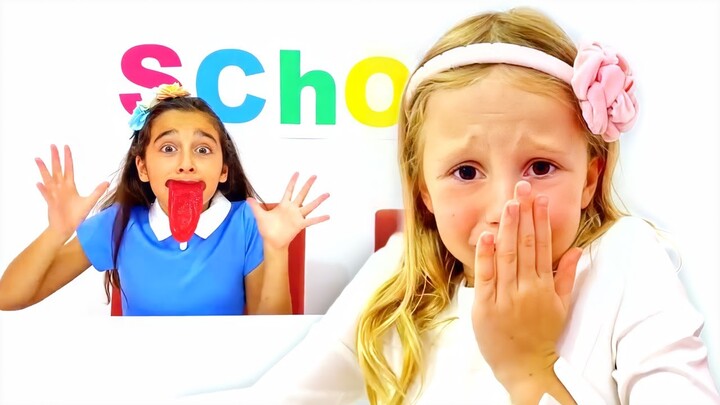 Nastya e doces desafiam competição na escola para crianças