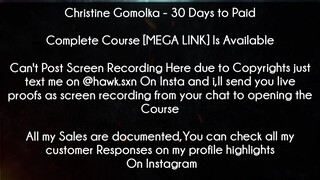 Christine Gomolka Course 30 Days to Paid download