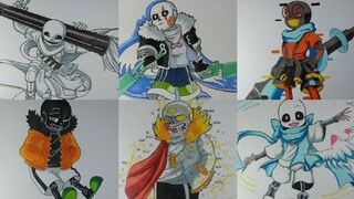 9 AMAZING How To Draw AU SANS supper beautifull Vẽ Sans Siêu Đẹp