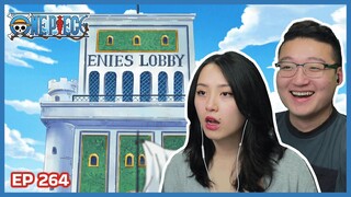 LUFFY FLIES INTO ENIES LOBBY! GUM GUM ROCKET! | One Piece Episode 264 Couples Reaction & Discussion