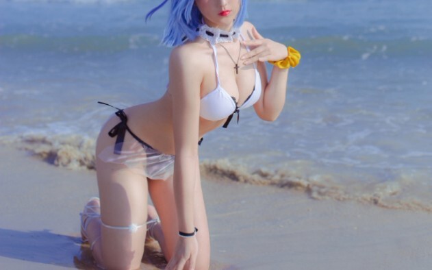 [cos collection] Miss sister cosplay Azur Lane Gascogne swimsuit, my brother said he is fine, the se