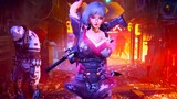 [MMD]Three sexy girls dancing in a cyberpunk city