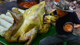 He is Teaching authentic Hainanese Chicken Rice Recipe - Cooking Hainanese Chicken Eating So Yummy