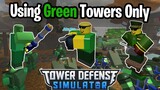Using GREEN Towers Only | Tower Defense Simulator | ROBLOX
