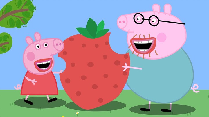 [Peppa Pig] Stick Figure: Makan Strawberry Raksasa Bersama Ayah Babi