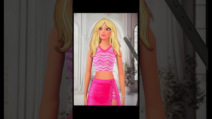 I turned barbie into sabrina carpenter🎀 #procreate #youtubeshorts #digitalart #shorts