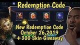 Redemption Code in Mobile Legends | October 26,2019 + 300 Skin Giveaway