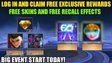 LOG IN AND GET FREE 515 RECALL EFFECTS AND MORE BIG EVENT START TODAY MOBILE LEGENDS