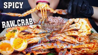 ASMR SPICY RAW BLUE CRAB WITH SPICY SOFT BOILED EGGS AND KIMCHI COOKED RICE EATING SOUNDS LINH ASMR