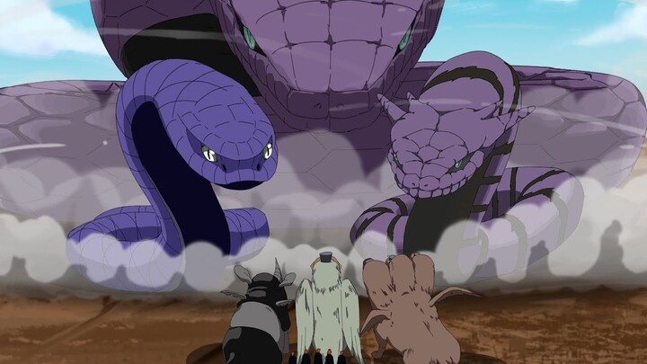 Pain despises Sasuke's power, Sasuke summoned 3 snakes 5 times the size of Pain's Summoned Beast