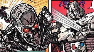 The final battle between Skynet T-800 and Decepticons! Transformers vs. Terminators! Chinese comics 