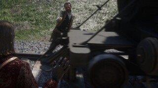 [Red Dead Redemption 2] What happens if a police officer is hit by a train while surrendering?