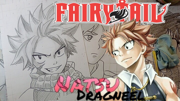 menggambar NATSU DRAGNEL dari anime fairytale