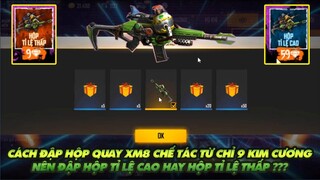 Free Fire| Cách quay XM8 chế tác từ 9 kim cương - Nên quay hộp tỉ lệ cao hay thấp  - Test chi tiết