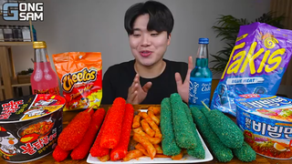 Mukbang ASMR Cheetos and Takis ,Fire Noodles ,hotdog and Cheese stick recipe