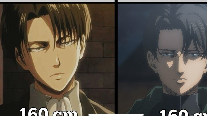 Character height increase from Season 1 to Season 4 in Attack on Titan