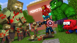 Monster School : SUPERHERO VS ZOMBIE APOCALYPSE - Funny Minecraft Animations