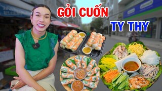 Ty Thy review Gỏi cuốn ngon xuất sắc của cô hàng xóm - Ty Thy Vlog Gỏi đu đủ