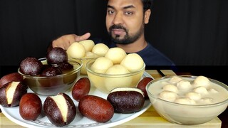 DESSERTS! 😋 RASGULLA, RAS MALAI, GOLAB JAMUN, CREAM JAM, KALOJAM ASMR MUKBANG EATING || #LiveToEATT