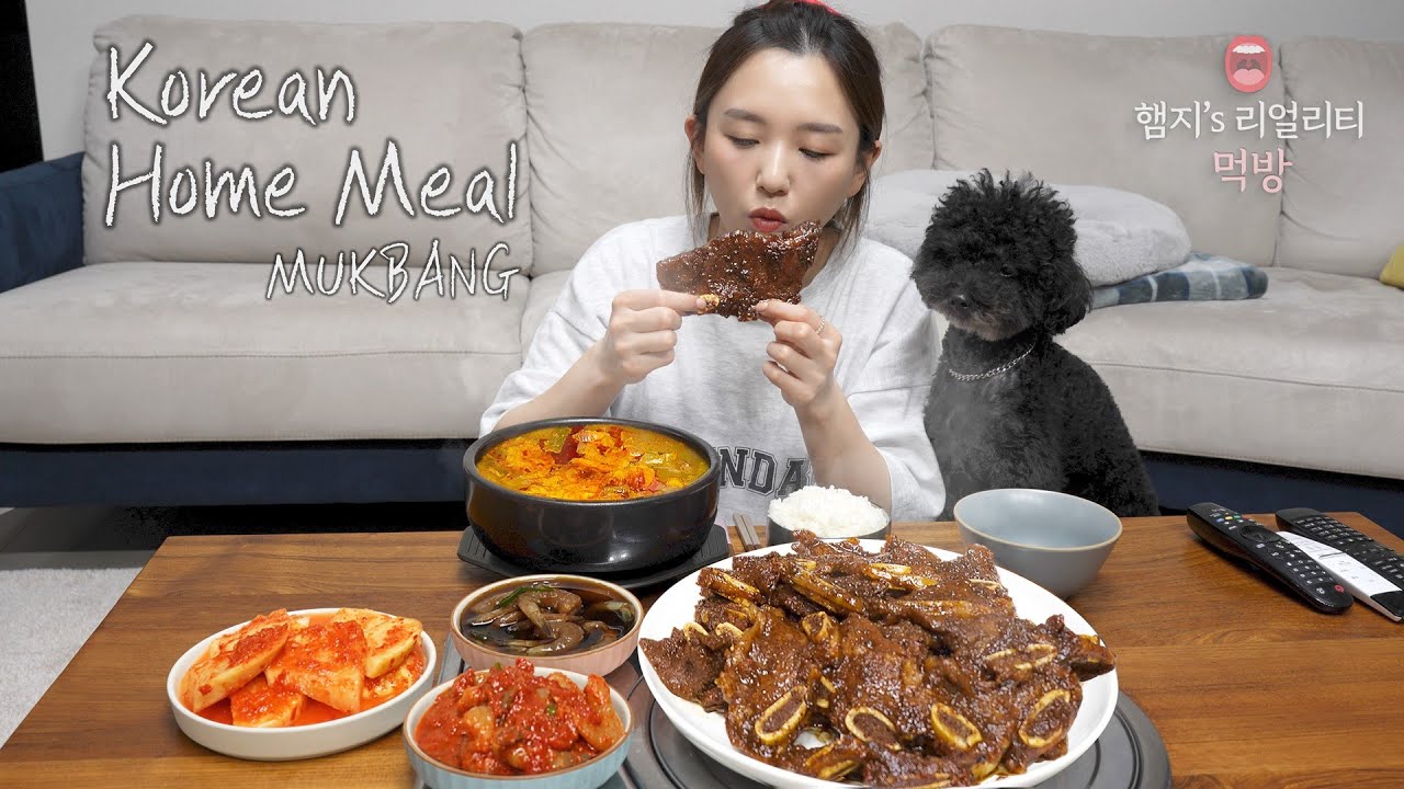 리얼먹방▷ 집밥한상 ☆ La갈비,우거지갈비탕,깐새우장,섞박지ㅣLa GalbiㅣReal SoundㅣAsmr Mukbangㅣ -  Bilibili