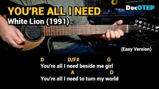 You're All I Need - White Lion (1991) Easy Guitar Chords Tutorial with Lyrics