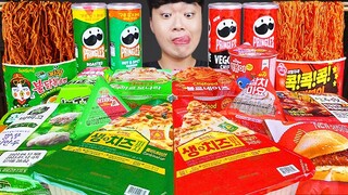 ASMR MUKBANG 편의점 핵불닭 미니!! 떡볶이 & 핫도그 & 치즈 피자 FIRE Noodle & HOT DOG & CHEESE PIZZA EATING SOUND!