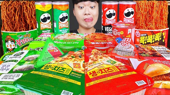 ASMR MUKBANG 편의점 핵불닭 미니!! 떡볶이 & 핫도그 & 치즈 피자 FIRE Noodle & HOT DOG & CHEESE PIZZA EATING SOUND!