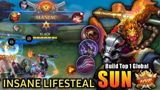 RIP SAVAGE!! OP Sun with This Build, Insane Lifesteal - Build Top 1 Global Sun ~ MLBB