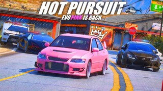 HOT PURSUIT ! EVO PINK KEMBALI BERAKSI !! POLISI SATU KOTA KEWALAHAN !!! GTA 5 ROLEPLAY