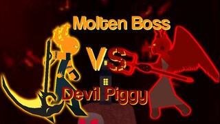 The blazing battle between Molten Boss and Devil Piggy! Roblox Piggy/Tower Defense Animation