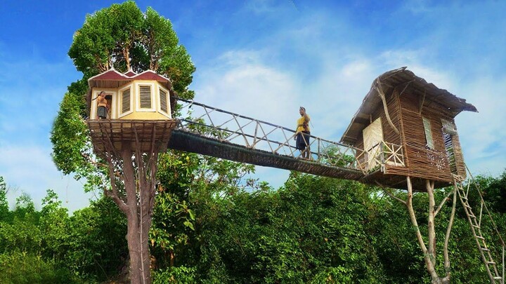 Build The Most Beautiful Tree House Villa Bath Pool and Kitchen House