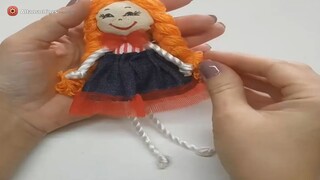 Do-it-yourself doll in a denim dress