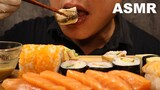 ASMR EATING SUSHI & SALMON SASHIMI WITH SPICY WASABI SAUCE